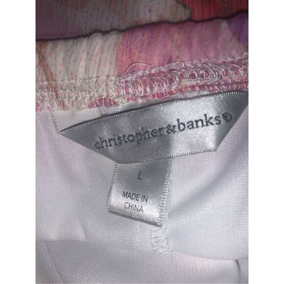 Vintage Pink Floral Chiffon Double Layered Full Skirt Large - Picture 5 of 10